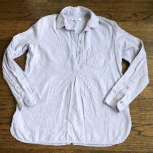 Madewell Lilac Pastel Long-Sleeve Winter V-Neck 3/4 Cotton Buttondown
